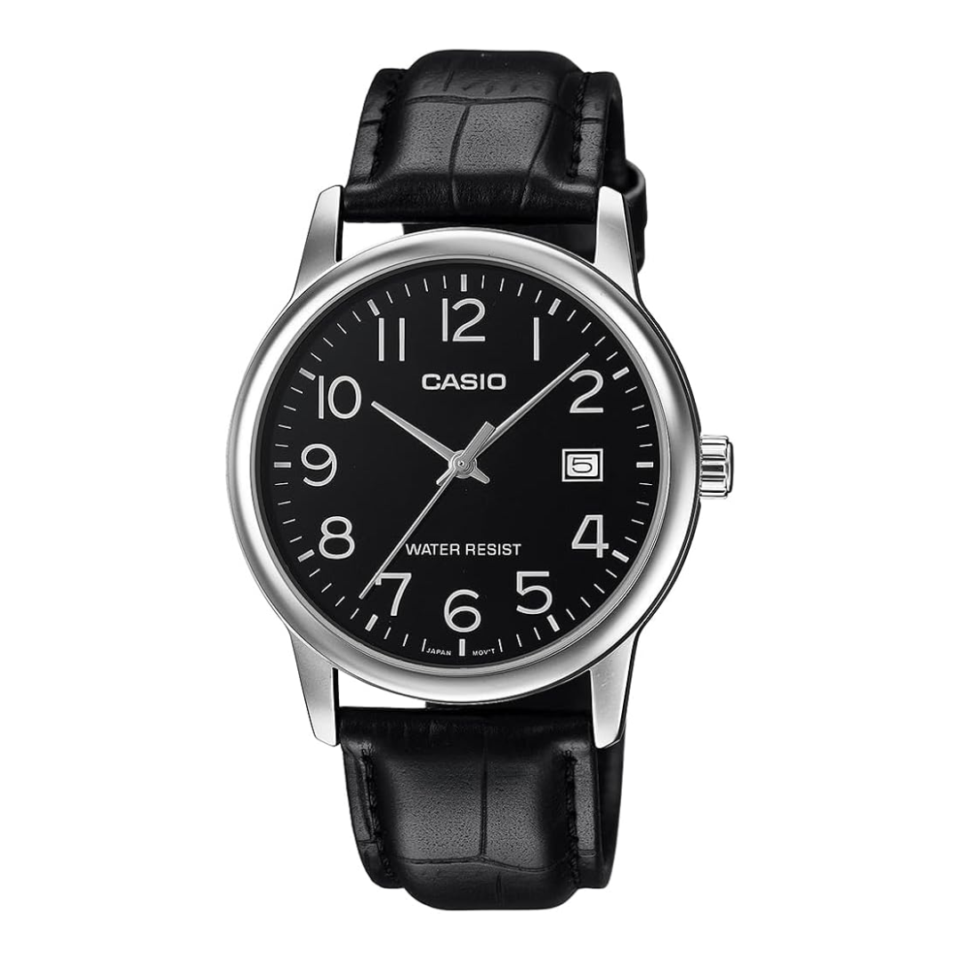 Reloj Casio Clásico MTP-V002L-1B Análogo Negro Cuero Hombre