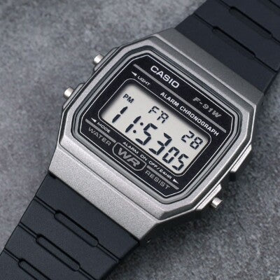 Reloj Casio Vintage F-91WM-1B Digital Plomo/Negro