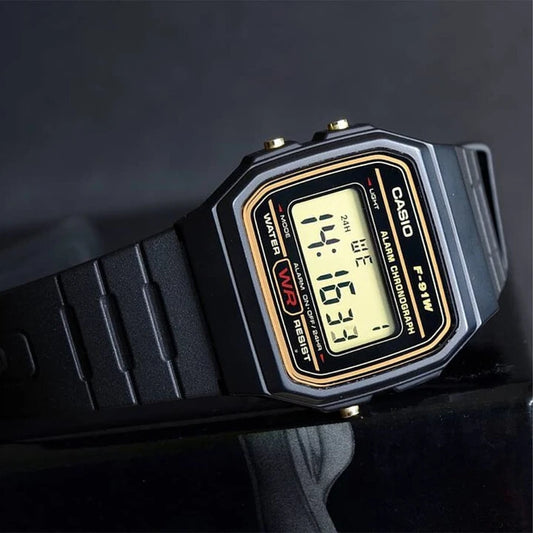 Reloj Casio Vintage F-91WG-9 Digital Negro/Líneas Amarillas