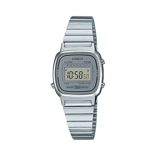 Reloj Casio Vintage LA-670WA-7 Digital Mujer Plateado