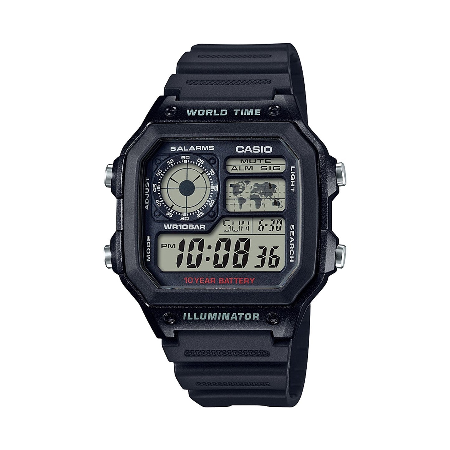 Reloj Casio World Time Royale Vintage AE-1200WH-1AV Negro